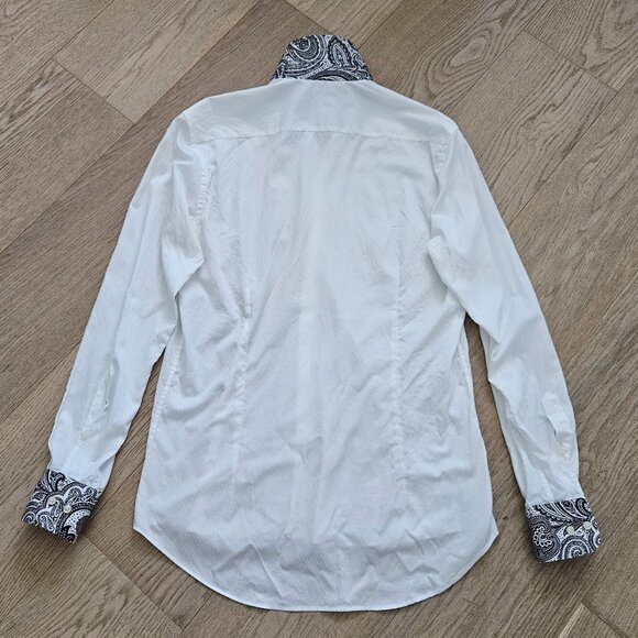 Etro SPA Contrast Paisley Collar & Cuffs Dress Shirt – Size 39 (US M), White - Picture 2 of 11